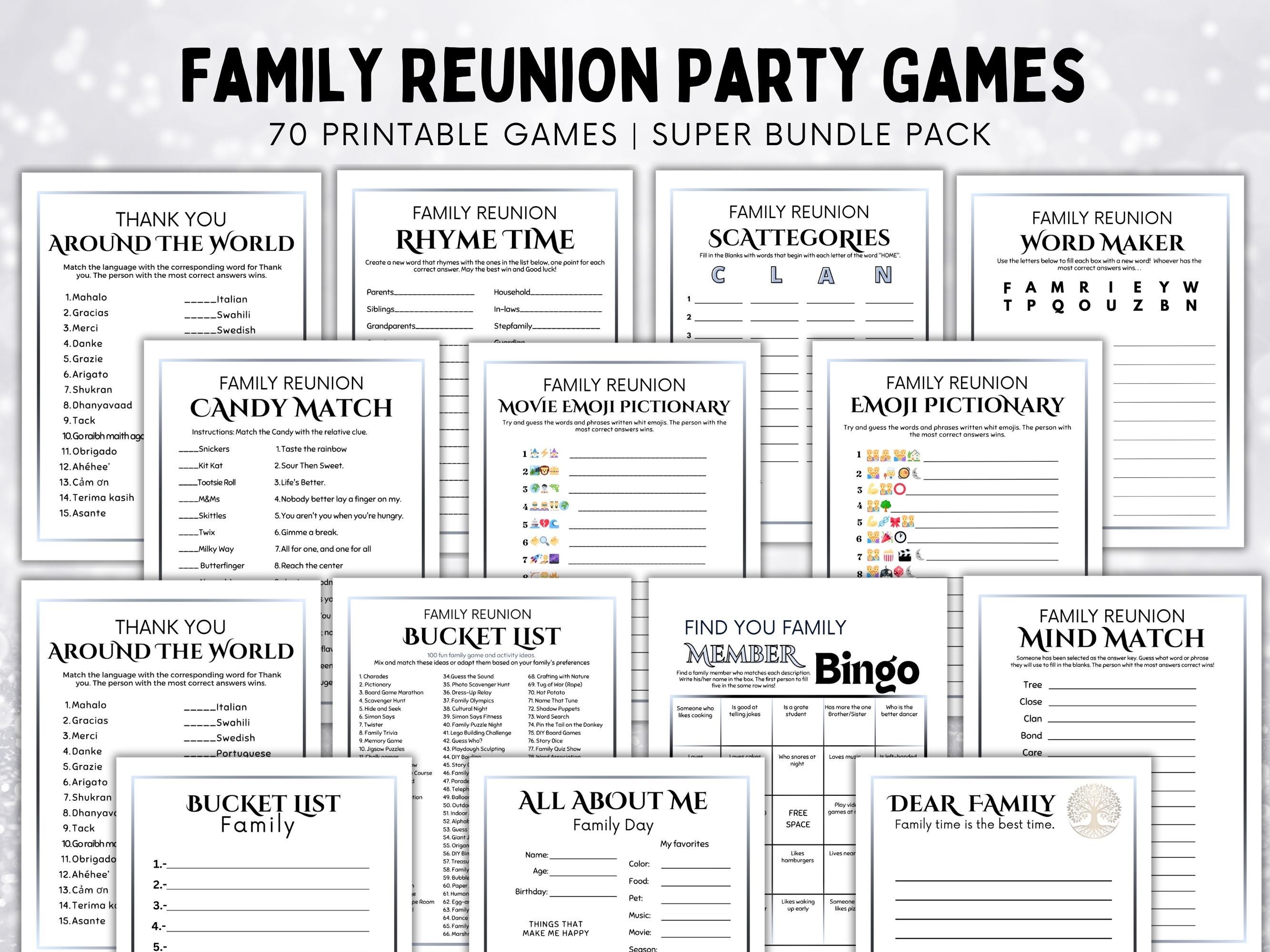 Family Reunion Games – 70 Printable Icebreakers & Party Activities
