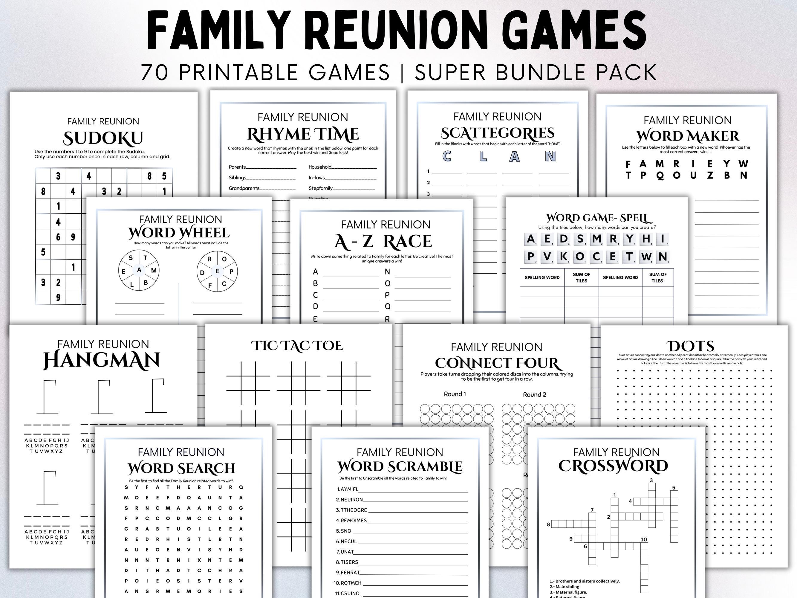 Family Reunion Games – 70 Printable Icebreakers & Party Activities