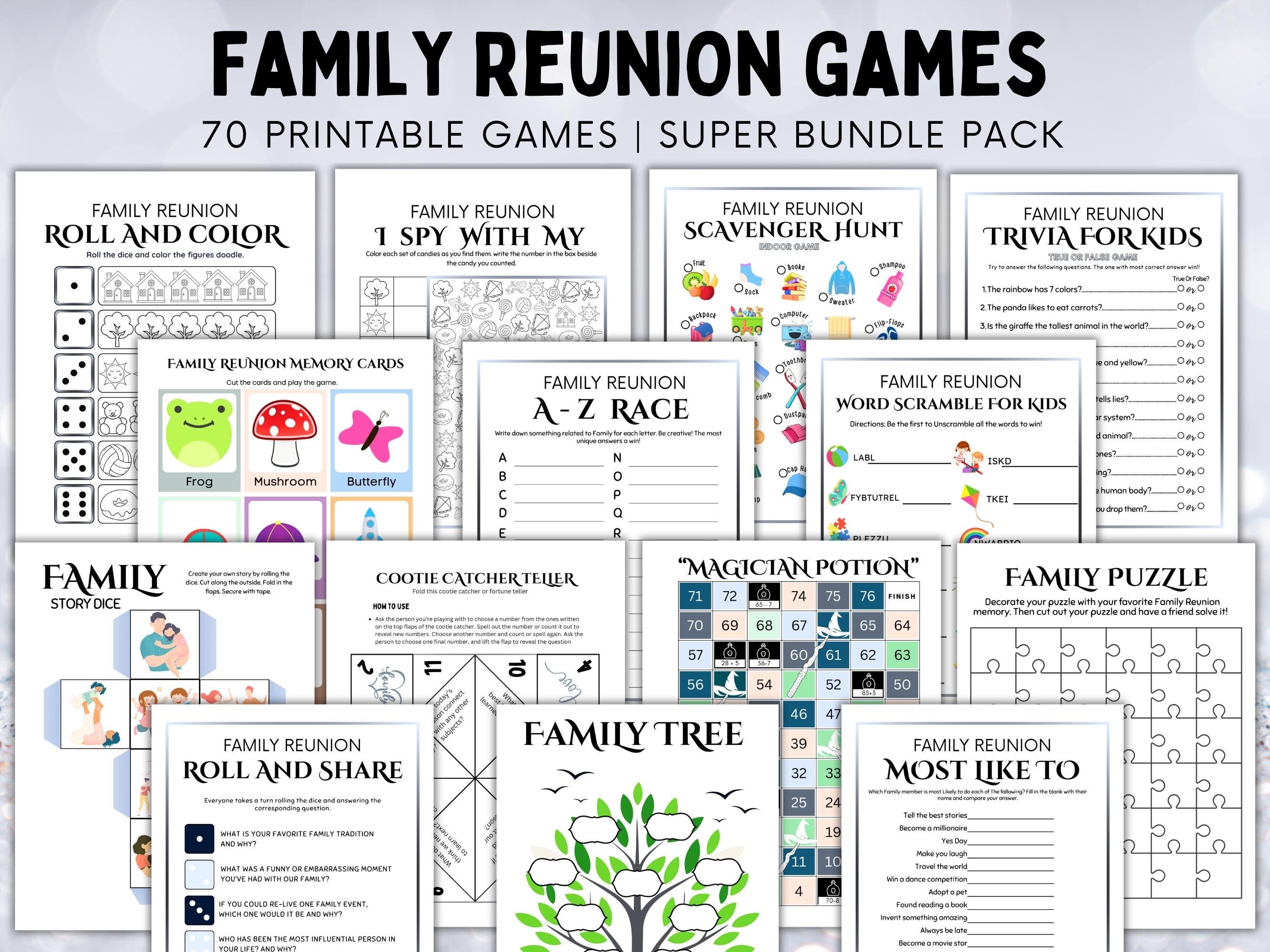 Family Reunion Games – 70 Printable Icebreakers & Party Activities