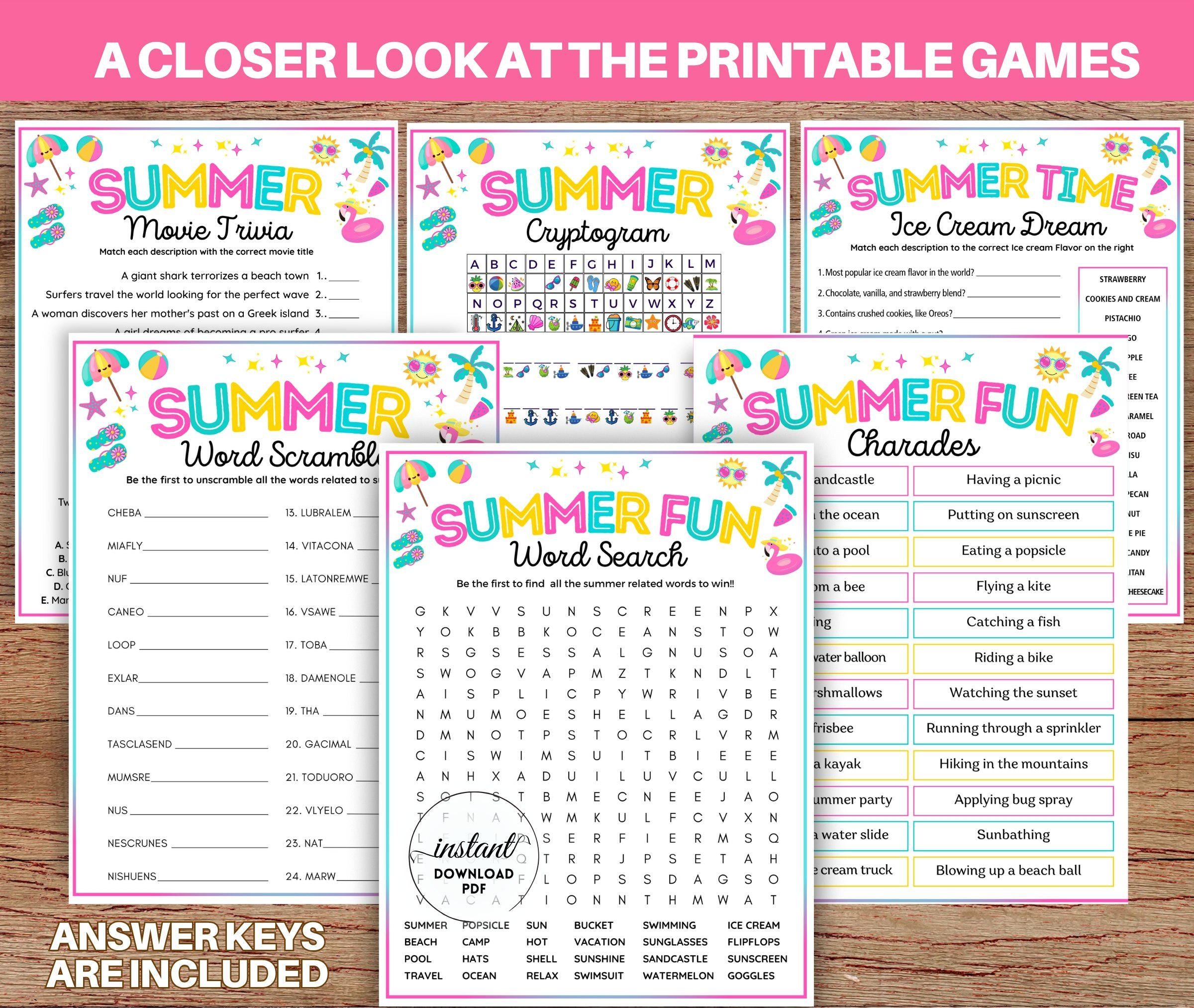 Summer Sizzle Game Bundle – 70 Fun Games for Kids, Teens & Adults