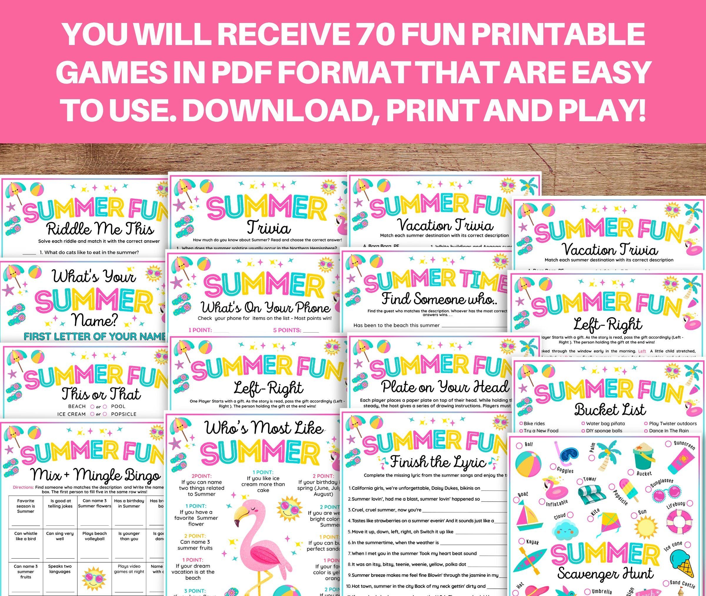 Summer Sizzle Game Bundle – 70 Fun Games for Kids, Teens & Adults