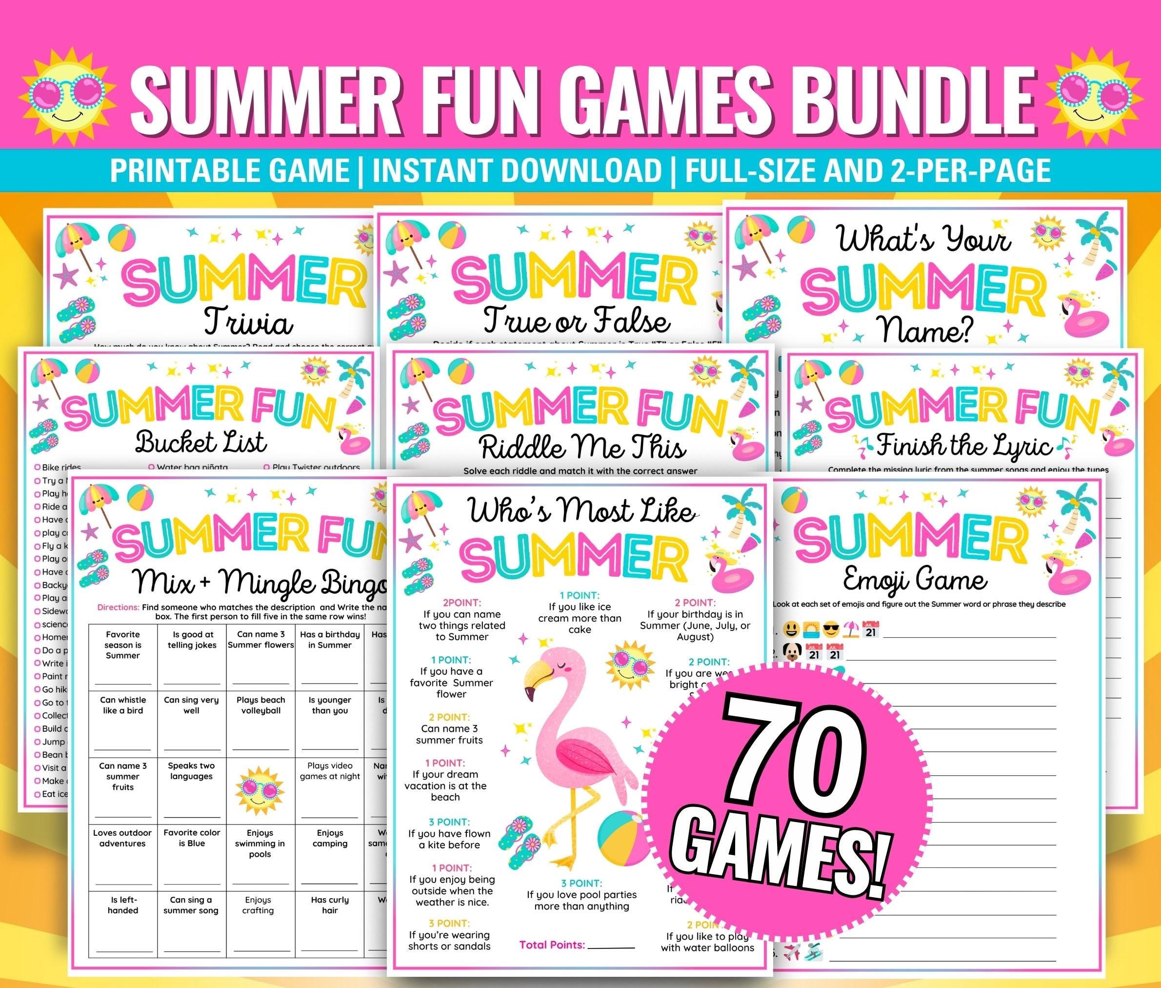 Summer Sizzle Game Bundle – 70 Fun Games for Kids, Teens & Adults